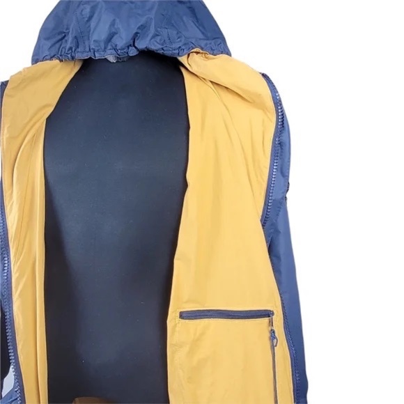 AQUASCUTUM Windbreaker Jacket Hoodie Zip Up Drawstring Waist Sz L Blue & Yellow - Picture 10 of 12